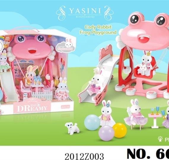 HỘP NỘI THẤT NHÀ THỎ+ XÍCH ĐU ẾCH+ CẦU TUỘT+ BÀN+ 2 GHẾ + 1C THỎ BAY DREAMY (CÔNG VIÊN)1T/9