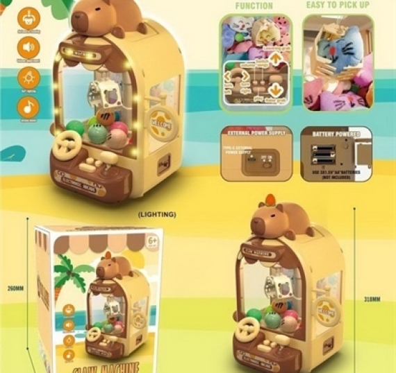HỘP TRÒ CHƠI MÁY ĐK GẮP THÚ NHỒI BÔNG (BANH) CAPYBARA PIN NHẠC ĐÈN, SẠC USB