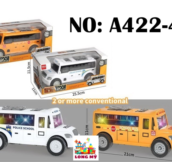 A422-4Y HỘP XE BUS PIN NHẠC ĐÈN POLICE SCHOOL (2 MÀU)