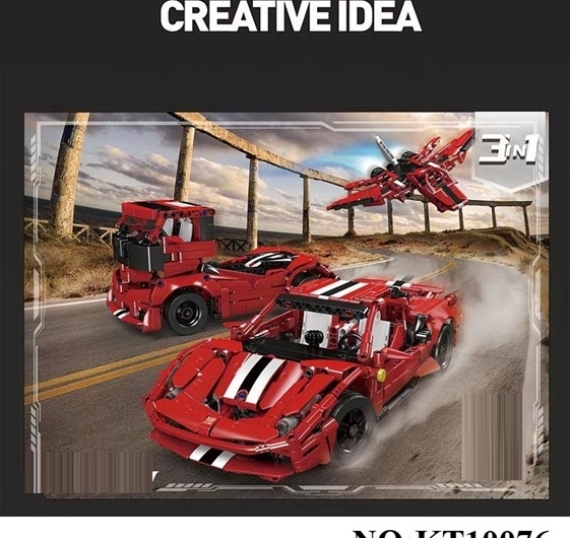 HỘP LOGO RÁP XE HƠI FERRARI BIẾN HÌNH MÁY BAY, XE CT 3 IN 1 718 MIẾNG CREATIVE IDEA 