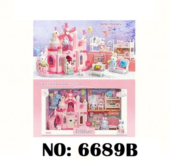  HỘP NỘI THẤT NHÀ LÂU ĐÀI THỎ + SALON+ GIƯỜNG 2 TẦNG+ GHẾ+ TIVI+ 2C THỎ DREAMY VILLA 