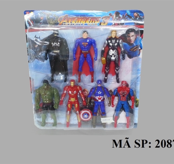  VĨ SN 7T AVENGER 3+ KHIÊN (NHỆN, BATMAN, NGƯỜI SẮT, CAPTAIN AMERICA, NGƯỜI XANH)