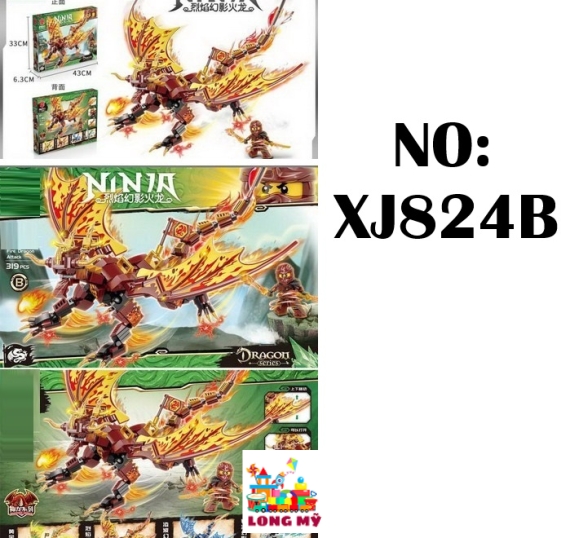 XJ824B HỘP LOGO RÁP NINJA RỒNG CÁNH 319 MIẾNG 🐉🔥