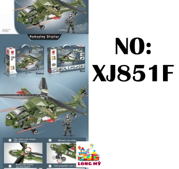 XJ851F HỘP LOGO RÁP MÁY BAY TRỰC THĂNG QUÂN SỰ 351 MIẾNG MILITARY SERIES 🔥🚁