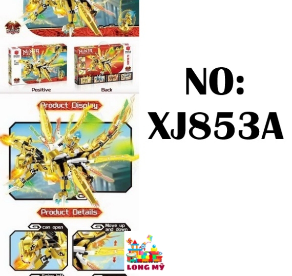 XJ853A HỘP LOGO RÁP NINJA RỒNG VÀNG 3 ĐẦU 386 MIẾNG 🔥🐉