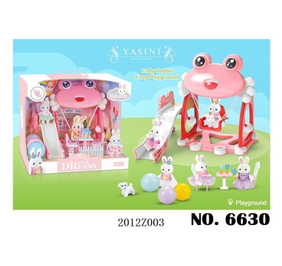 HỘP NỘI THẤT NHÀ THỎ+ XÍCH ĐU ẾCH+ CẦU TUỘT+ BÀN+ 2 GHẾ + 1C THỎ BAY DREAMY (CÔNG VIÊN)1T/9
