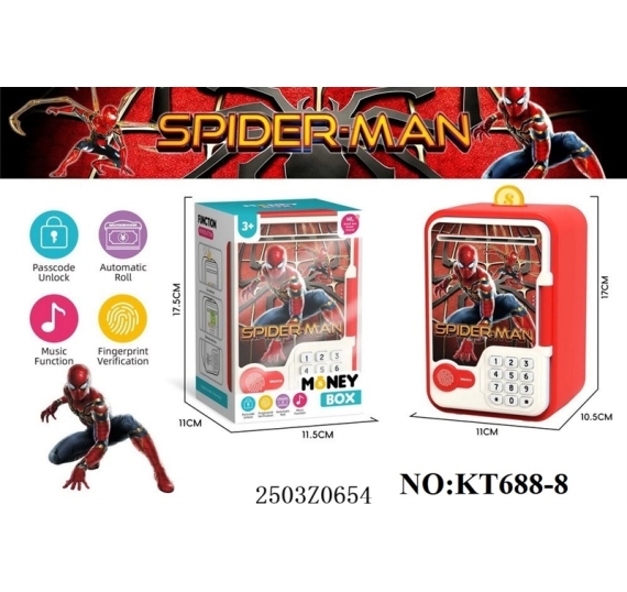 HỘP MÁY RÚT TIỀN ATM PIN  VÂN TAY MONEY BOX (KÉT SẮT) SN IRON MAN+PIKACHU+SIPDER MAN