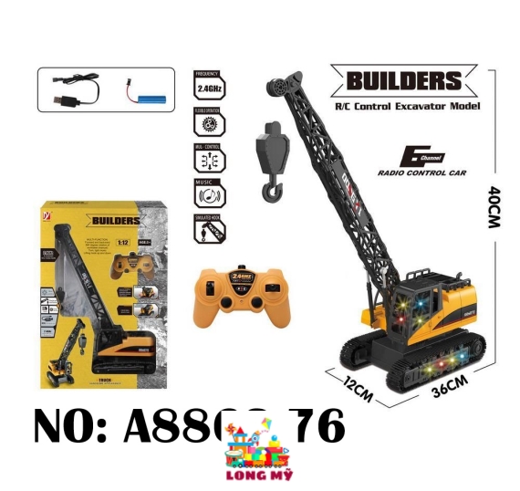 A8863-76 HỘP XE CT CẦN CẨU BÁNH XÍCH ĐK 6 KÊNH, TRỤC XOAY, ĐÈN, CÓ SẠC TL 112 BUILDERS