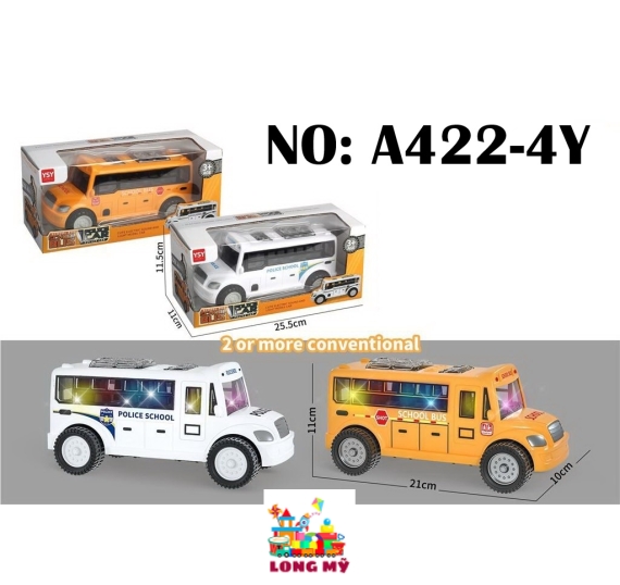 A422-4Y HỘP XE BUS PIN NHẠC ĐÈN POLICE SCHOOL (2 MÀU)
