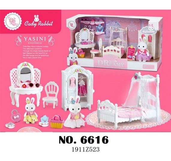  HỘP NỘI THẤT NHÀ THỎ+ BÀN TRANG ĐIỂM+ GHẾ+ TỦ QUẦN ÁO+ GIƯỜNG+ 1C THỎ 