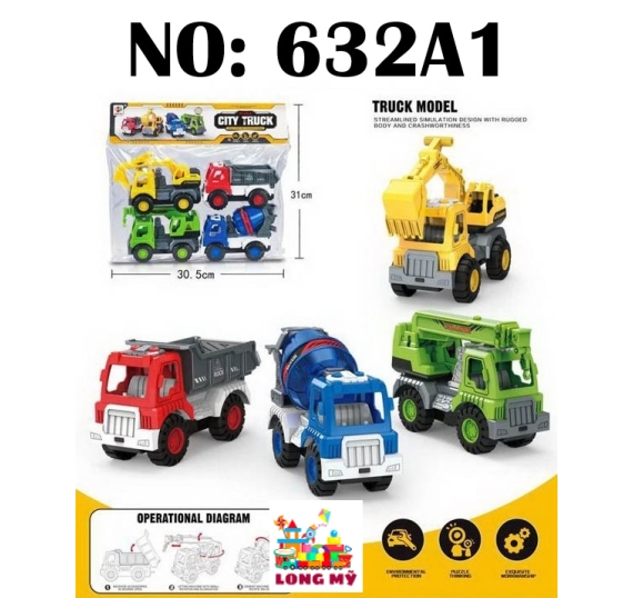 632A1 TÚI XE CT TRỚN 4C ĐỦ MẪU ( BEN, TRỘN, CẨU, CÀO) CITY TRUCK (PVC)