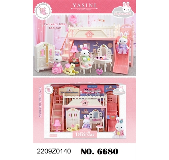  HỘP NỘI THẤT NHÀ THỎ+ TỦ+ BÀN TRANG ĐIỂM+ GHẾ+ CẦU TUỘT+ 1C THỎ BAY DREAMY