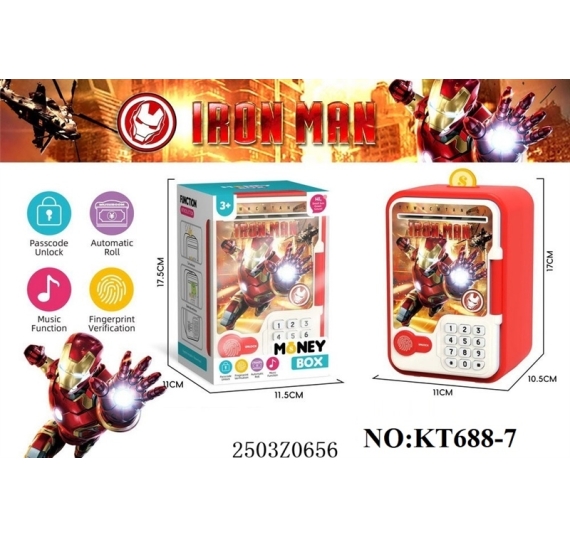 HỘP MÁY RÚT TIỀN ATM PIN  VÂN TAY MONEY BOX (KÉT SẮT) SN IRON MAN+PIKACHU+SIPDER MAN