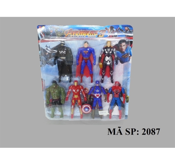  VĨ SN 7T AVENGER 3+ KHIÊN (NHỆN, BATMAN, NGƯỜI SẮT, CAPTAIN AMERICA, NGƯỜI XANH)