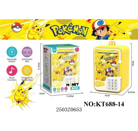 HỘP MÁY RÚT TIỀN ATM PIN  VÂN TAY MONEY BOX (KÉT SẮT) SN IRON MAN+PIKACHU+SIPDER MAN