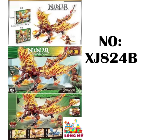 XJ824B HỘP LOGO RÁP NINJA RỒNG CÁNH 319 MIẾNG 🐉🔥