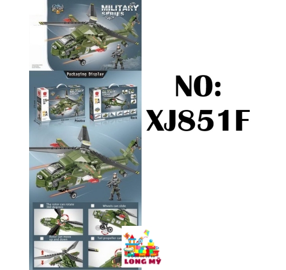 XJ851F HỘP LOGO RÁP MÁY BAY TRỰC THĂNG QUÂN SỰ 351 MIẾNG MILITARY SERIES 🔥🚁