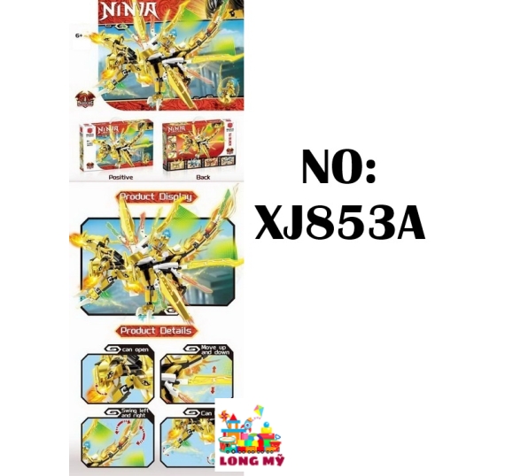 XJ853A HỘP LOGO RÁP NINJA RỒNG VÀNG 3 ĐẦU 386 MIẾNG 🔥🐉