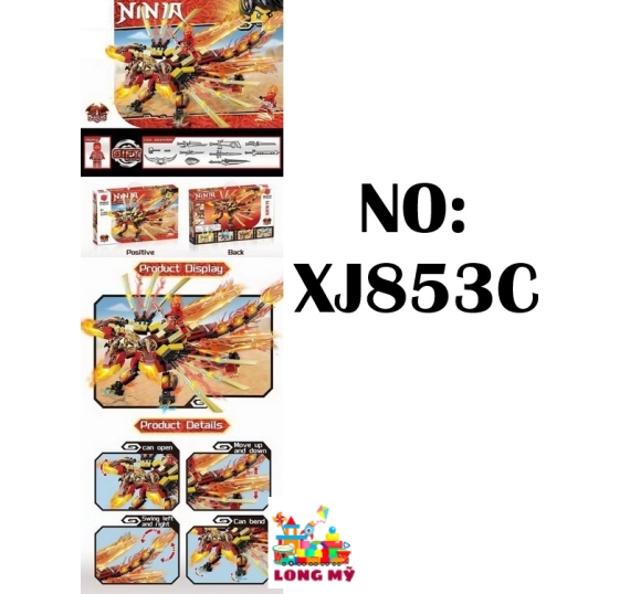 XJ853C HỘP LOGO RÁP NINJA RỒNG ĐỎ 3 ĐẦU 400 MIẾNG 🐲🔥